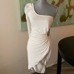 Bebe off white one shoulder dress. Size S